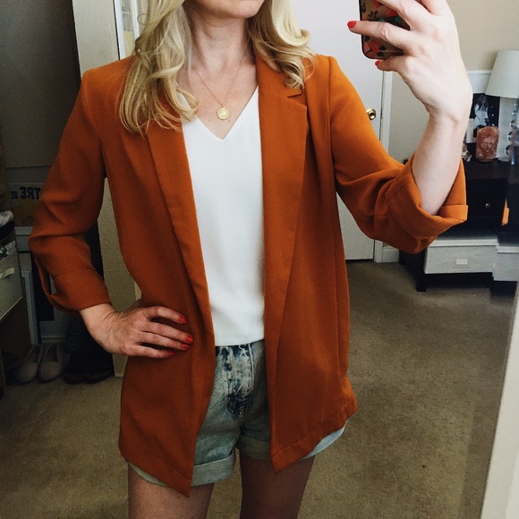 Yellow Orange Drapey Open Blazer Size 
